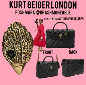Kurt Geiger (NWT) Kensington Top Handle Bag or Crossbody I Leather & Chain Strap